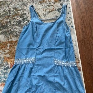 Drop waist denim dress